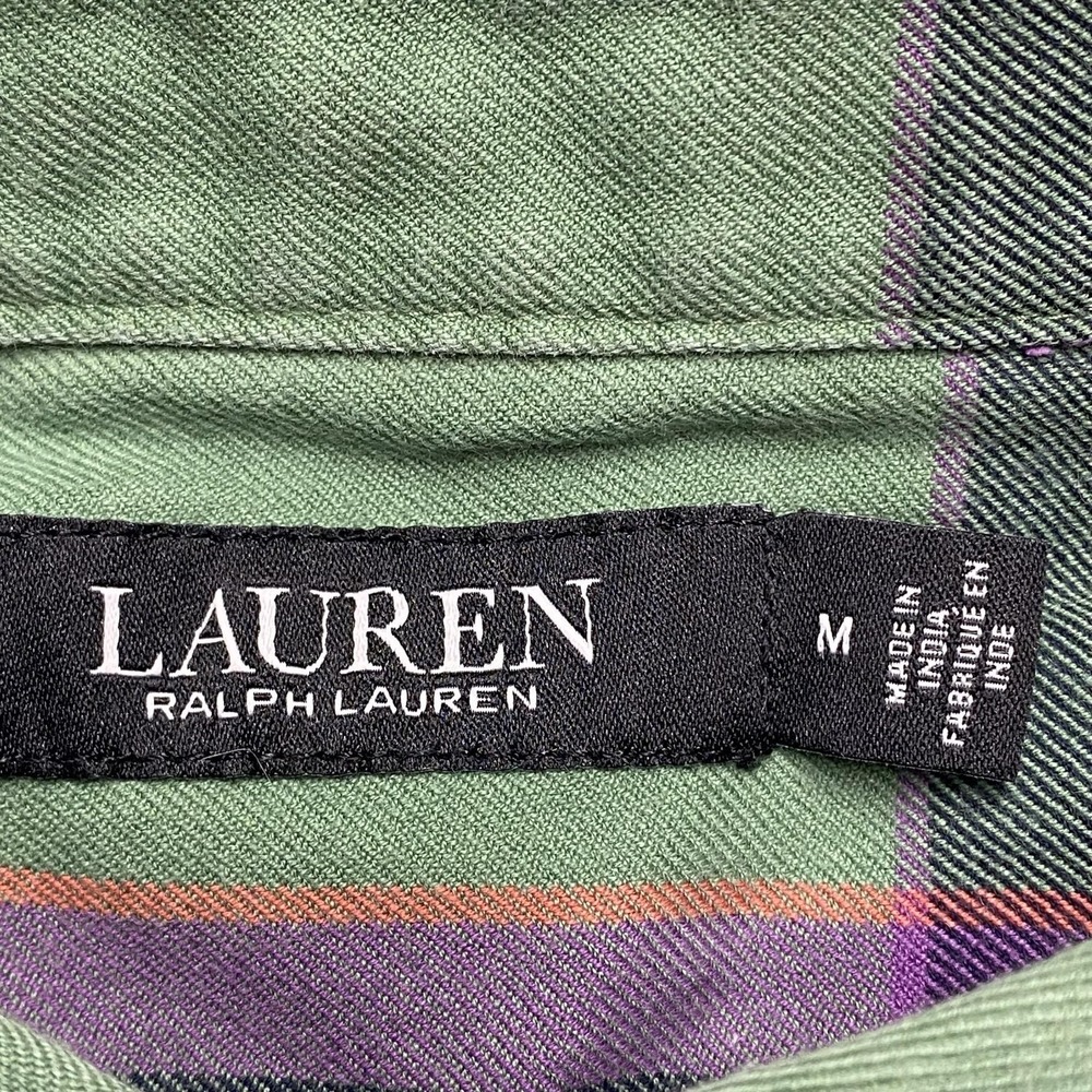 Lauren Ralph Lauren Shirt Womens Medium Green Plaid Button Up Long Sleeve Cotton - Picture 3 of 9